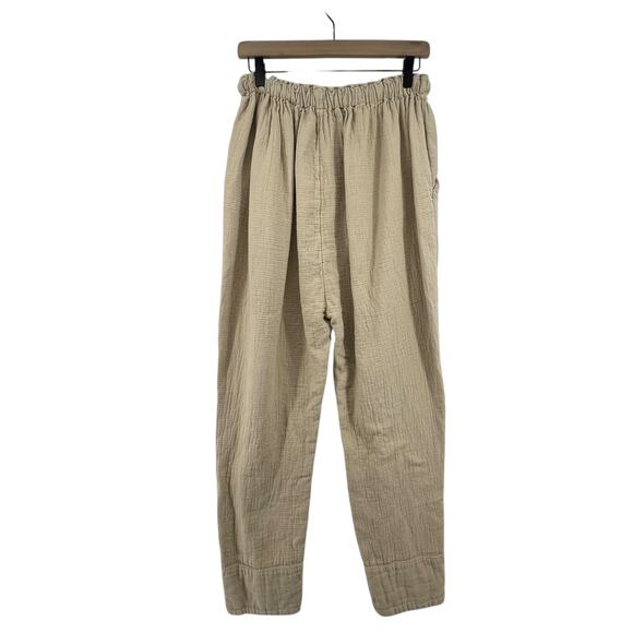 Free People Size Small Pants Essential Double Cloth Linen Harem Beige OB1308301 - Picture 3 of 4